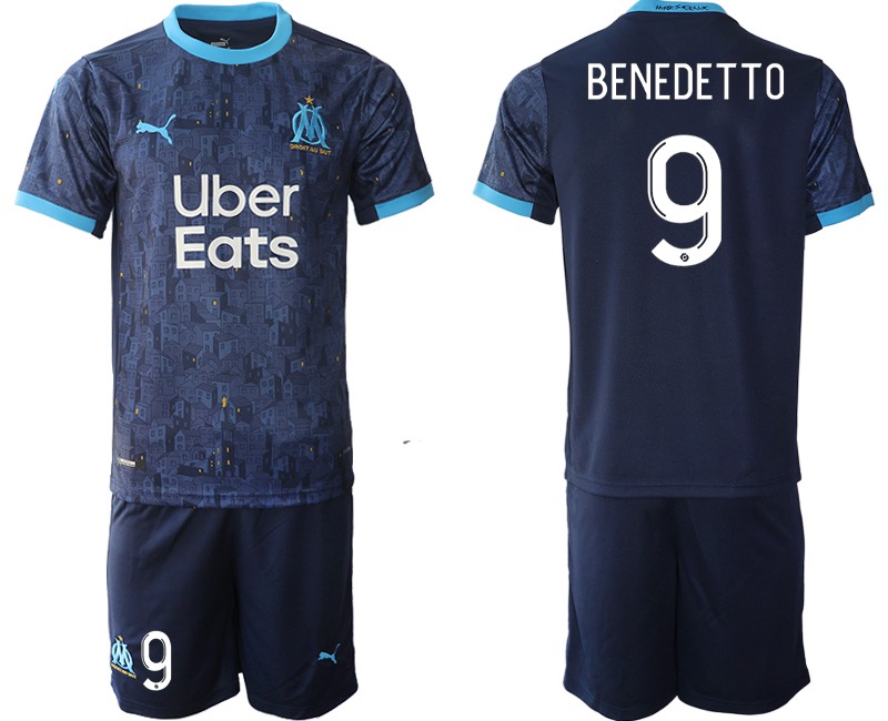 Men 2020-2021 club Marseille away blue #9 Soccer Jerseys->customized soccer jersey->Custom Jersey